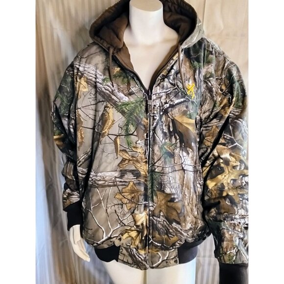 Browning Realtree Camouflage Hooded Jacket With Reversible Brown Side Full Zip H - Picture 1 of 8